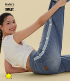 High Waisted Baggy Wide Leg Washed Casual Jeans with Pockets — Blue Jasper Denim — view 2