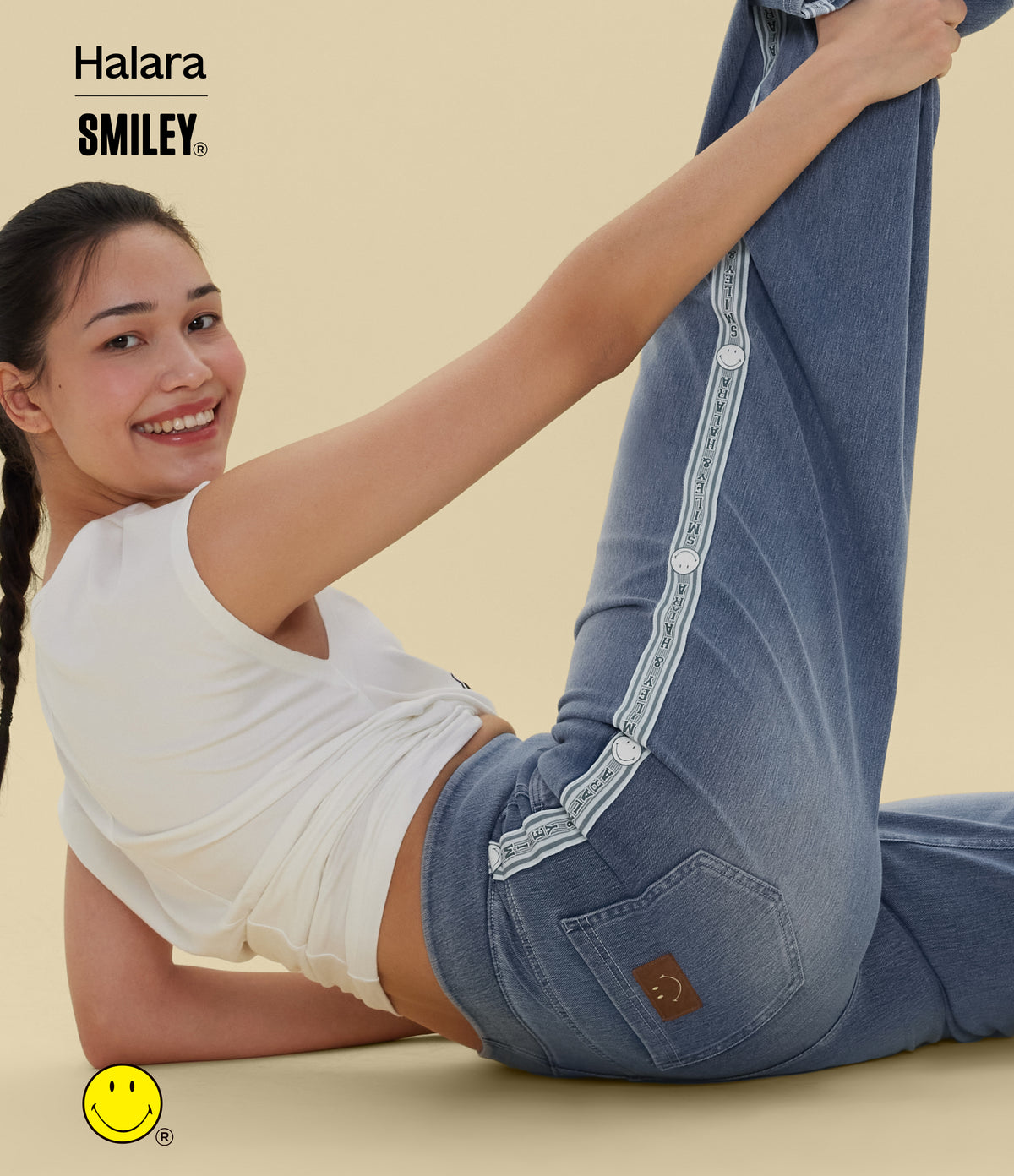 High Waisted Baggy Wide Leg Washed Casual Jeans with Pockets — Blue Jasper Denim — view 2