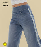 High Waisted Baggy Wide Leg Washed Casual Jeans with Pockets — Blue Jasper Denim — view 6