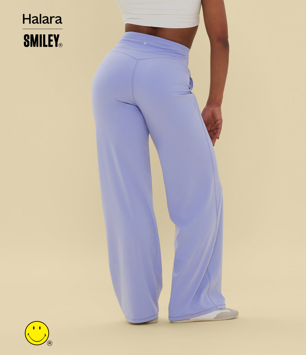 High Waisted Tummy Control Straight Leg Yoga Trousers with Pockets — Baby Lavender — view 3