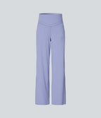 High Waisted Tummy Control Straight Leg Yoga Trousers with Pockets — Baby Lavender — view 6