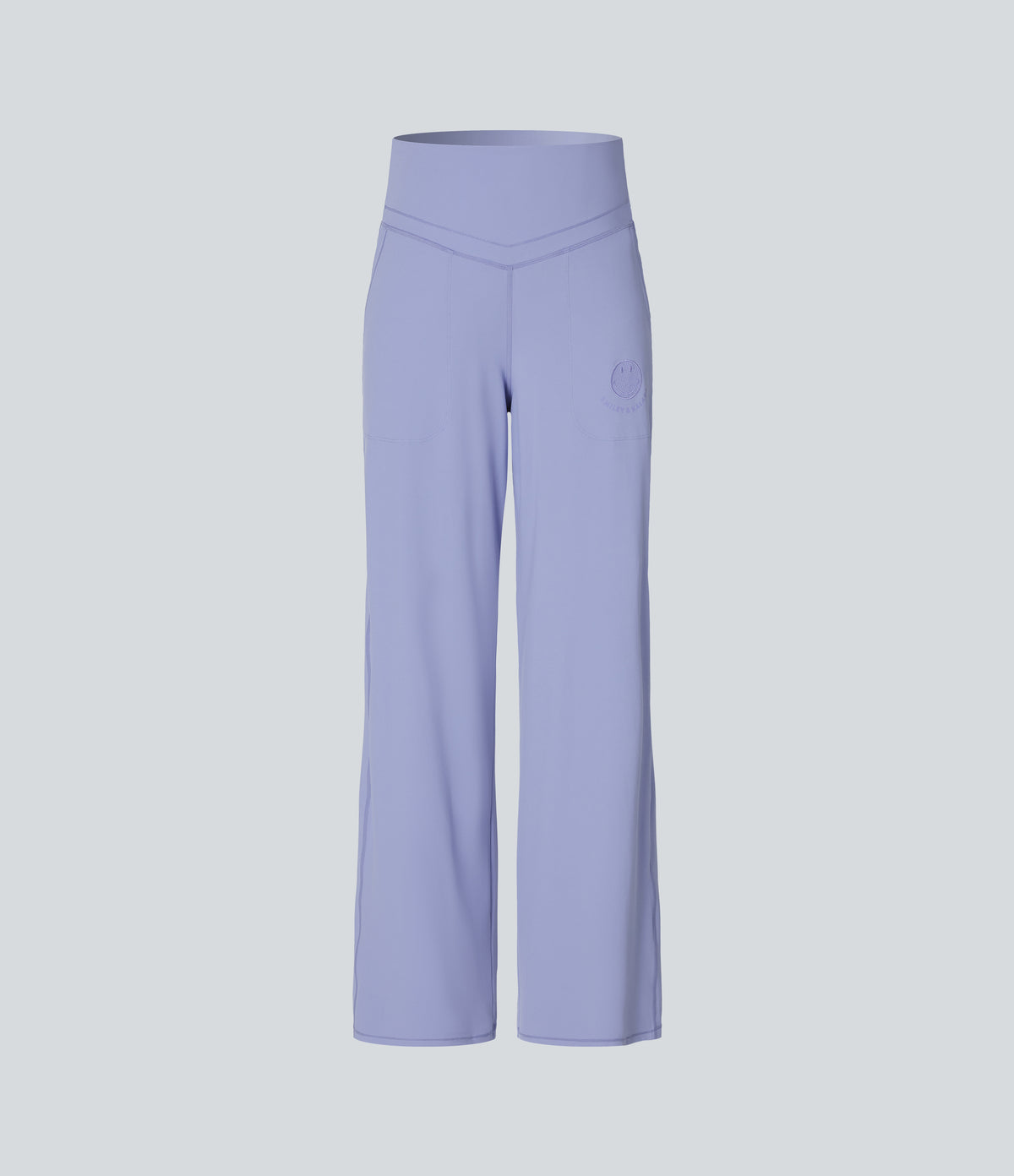 High Waisted Tummy Control Straight Leg Yoga Trousers with Pockets — Baby Lavender — view 6