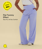 High Waisted Tummy Control Straight Leg Yoga Trousers with Pockets — Baby Lavender — view 1