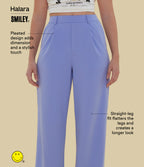 High Waisted Straight Leg Work Trousers with Pockets — Jacaranda — view 3