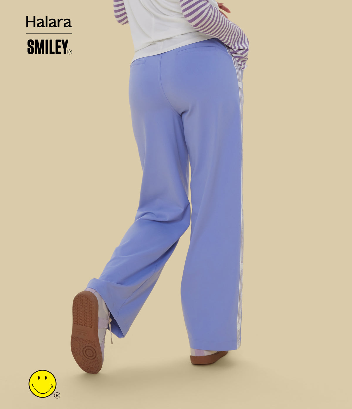High Waisted Straight Leg Work Trousers with Pockets — Jacaranda — view 6