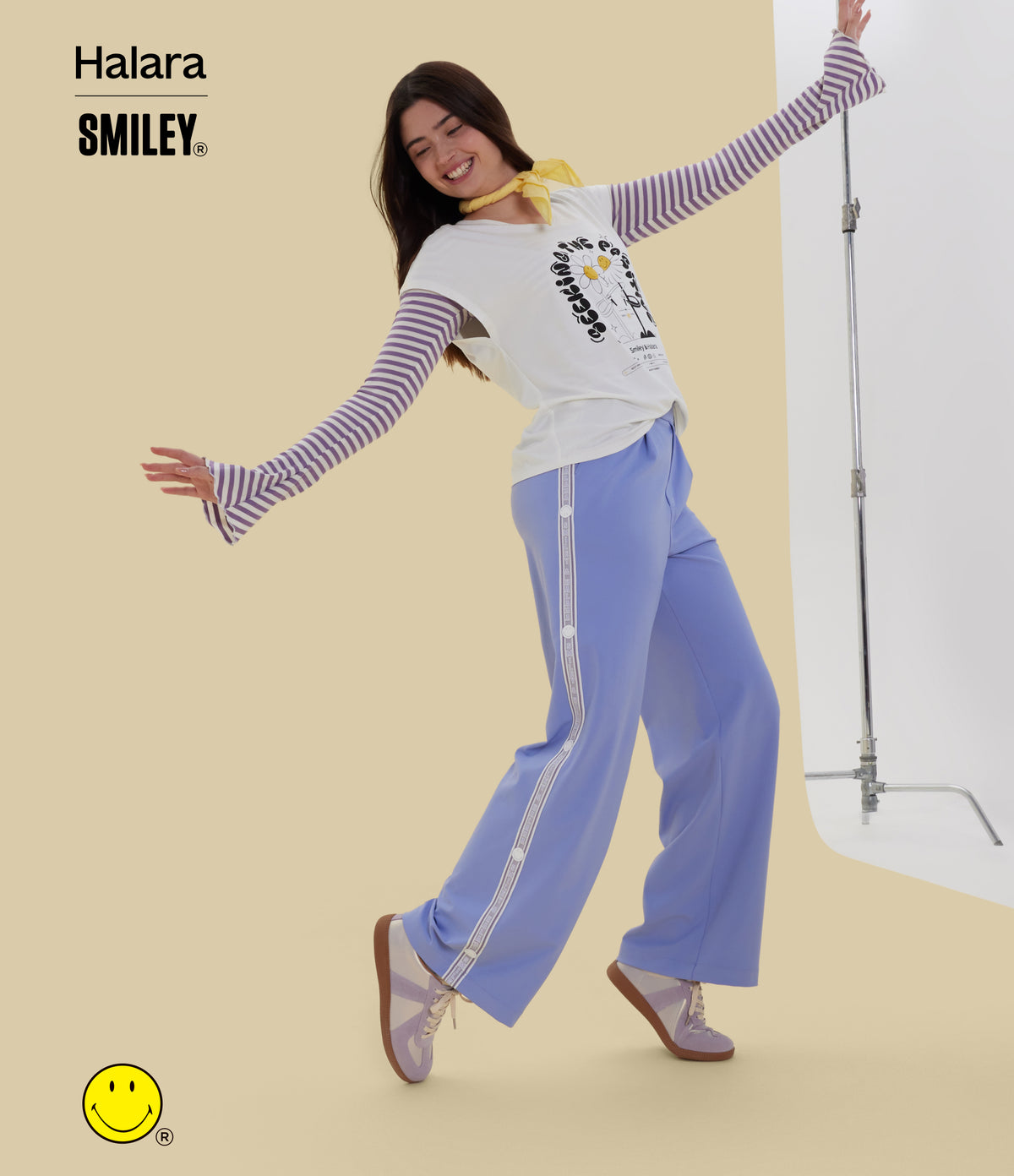 High Waisted Straight Leg Work Trousers with Pockets — Jacaranda — view 7