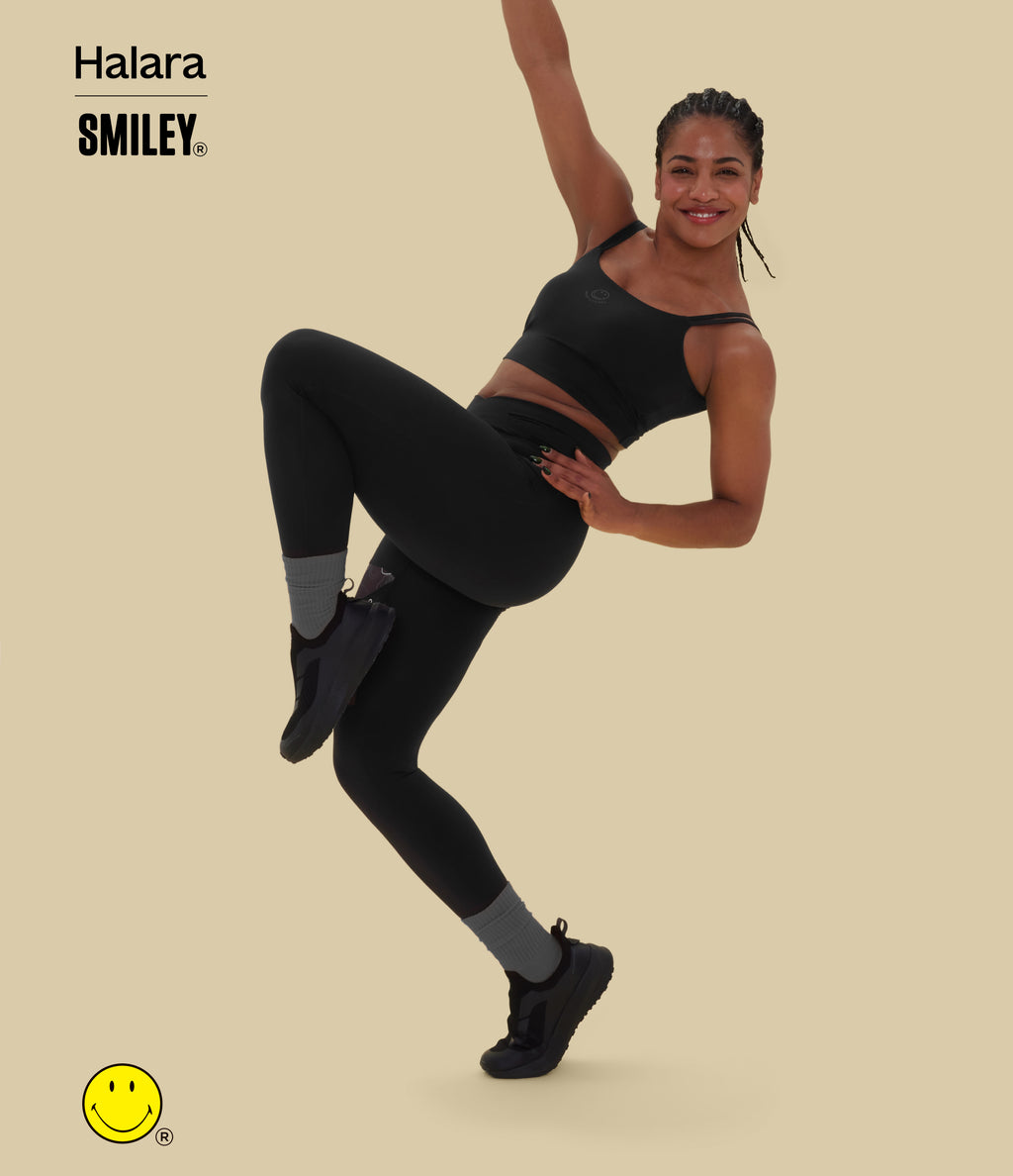 High Waisted Crossover Contrast Mesh Decorative Buckle Yoga Leggings — Black — view 5
