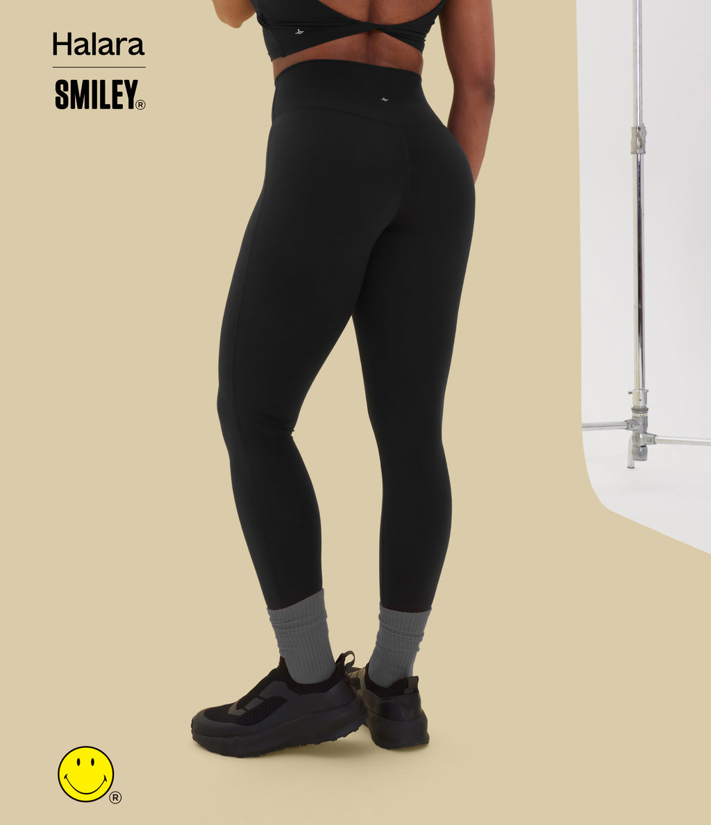 High Waisted Crossover Contrast Mesh Decorative Buckle Yoga Leggings — Black — view 2