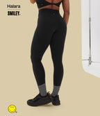 High Waisted Crossover Contrast Mesh Decorative Buckle Yoga Leggings — Black — view 2