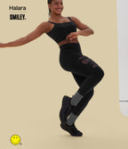 High Waisted Crossover Contrast Mesh Decorative Buckle Yoga Leggings — Black — view 4