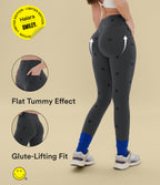 Stripe Print High Waisted Scrunch Butt Lifting Tummy Control Training Leggings with Pockets — Soft Shadow Stripe — view 1