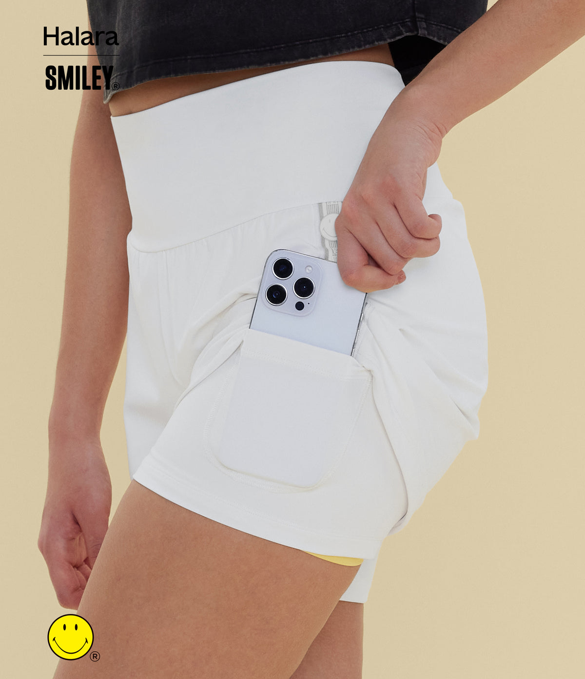 Airy Super High Waisted 2-in-1 InstantCool Yoga Shorts 5'' with Pockets-Longer Length — White — view 6