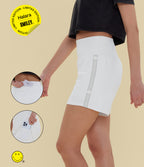 Airy Super High Waisted 2-in-1 InstantCool Yoga Shorts 5'' with Pockets-Longer Length — White — view 1