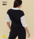 V Neck Short Sleeve Casual T-Shirt — Black — view 5