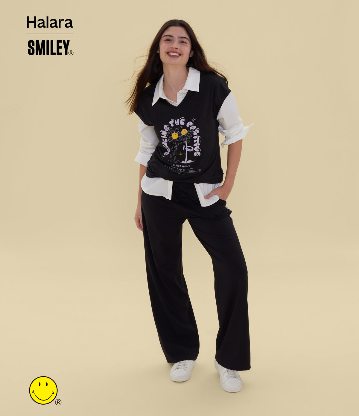 V Neck Short Sleeve Casual T-Shirt — Black — view 6