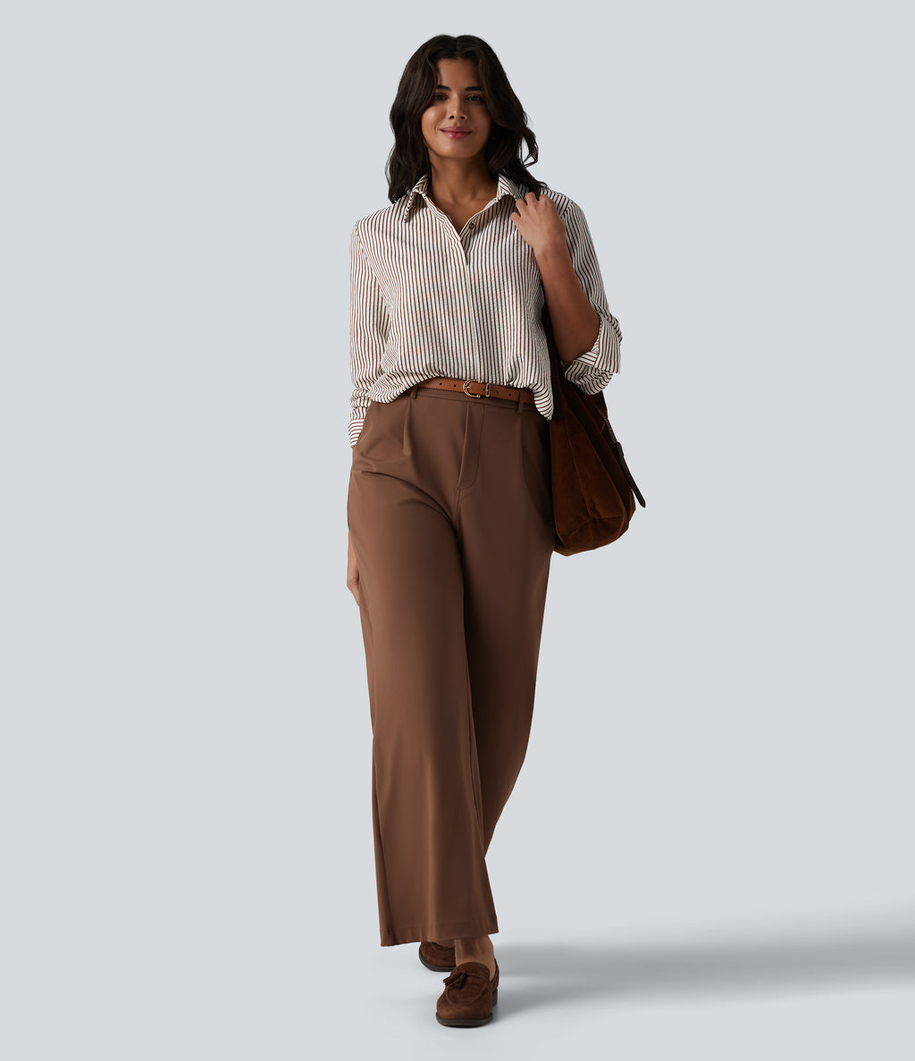 Long Sleeve Stripe Work Shirt — Espresso Stripe — view 6