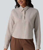 Long Sleeve Stripe Work Shirt — Espresso Stripe — view 4