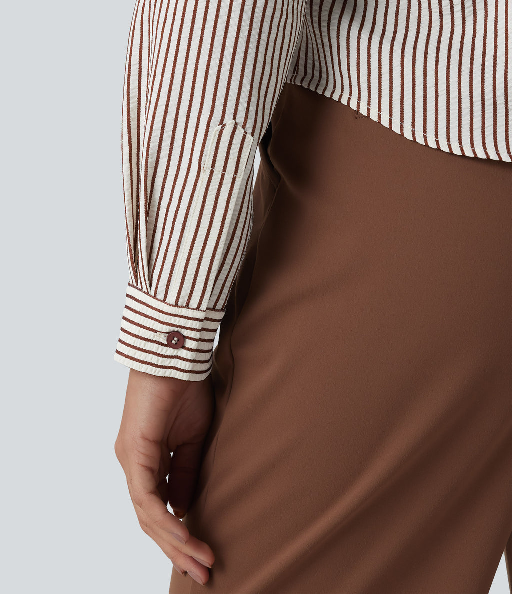 Long Sleeve Stripe Work Shirt — Espresso Stripe — view 5