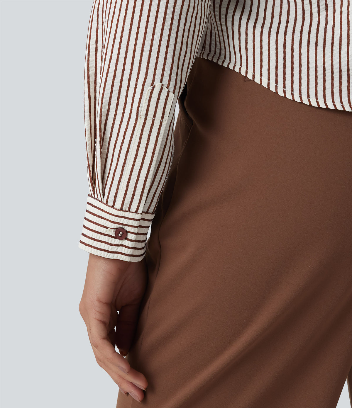 Long Sleeve Stripe Work Shirt — Espresso Stripe — view 5