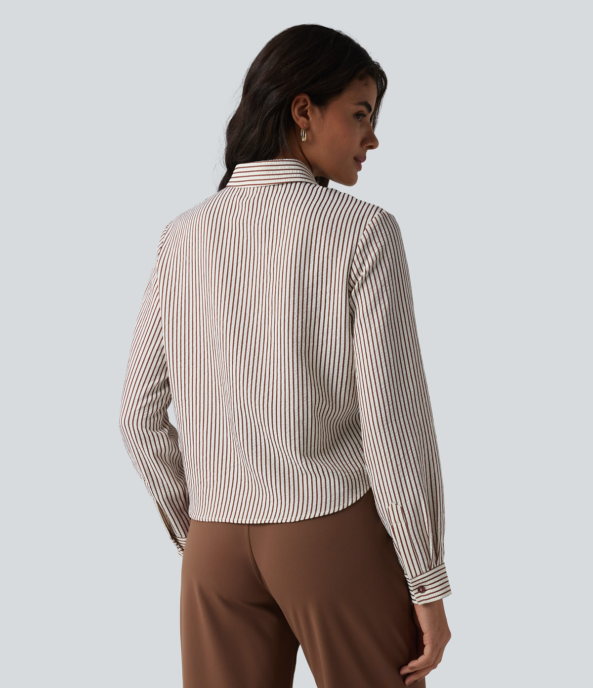 Long Sleeve Stripe Work Shirt — Espresso Stripe — view 2