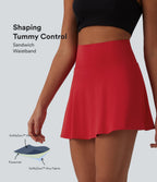 Airy High Waisted Tummy Control 2-in-1 InstantCool Mini Tennis Skirt with Pockets — Mars Red — view 1