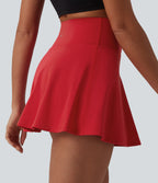 Airy High Waisted Tummy Control 2-in-1 InstantCool Mini Tennis Skirt with Pockets — Mars Red — view 5