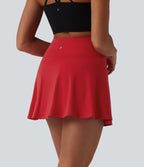 Airy High Waisted Tummy Control 2-in-1 InstantCool Mini Tennis Skirt with Pockets — Mars Red — view 2