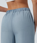 Mid Rise Casual Lyocell Wide Leg Jeans with Pockets — Blue Jasper Denim — view 5