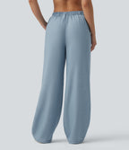 Mid Rise Casual Lyocell Wide Leg Jeans with Pockets — Blue Jasper Denim — view 2
