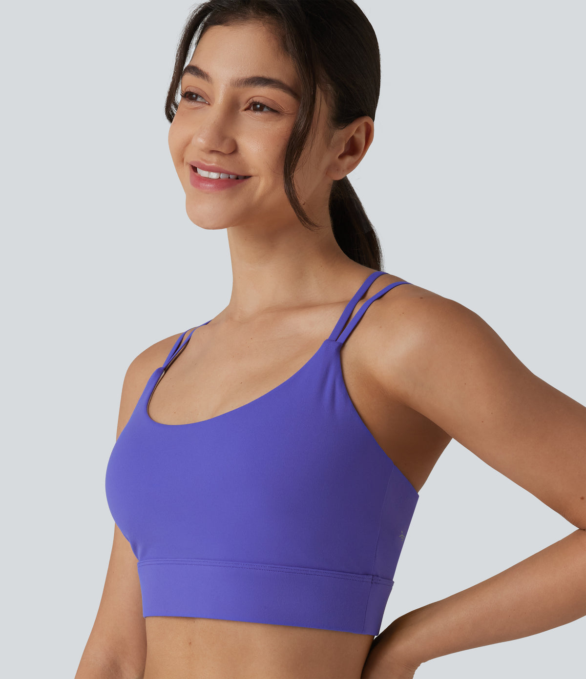 Plush Low Support Built-in Bra Yoga Sports Bra — Misty Lavender — view 5