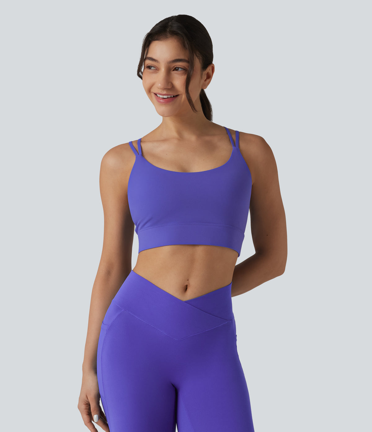 Plush Low Support Built-in Bra Yoga Sports Bra — Misty Lavender — view 2