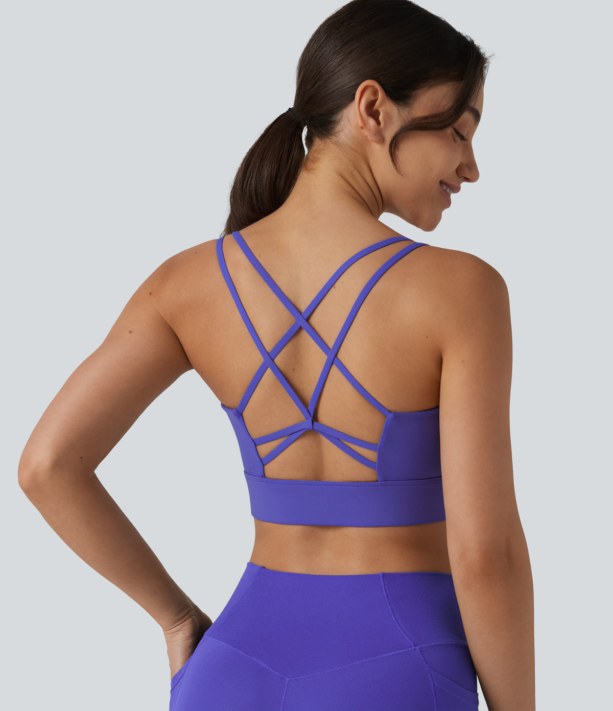 Plush Low Support Built-in Bra Yoga Sports Bra — Misty Lavender — view 1