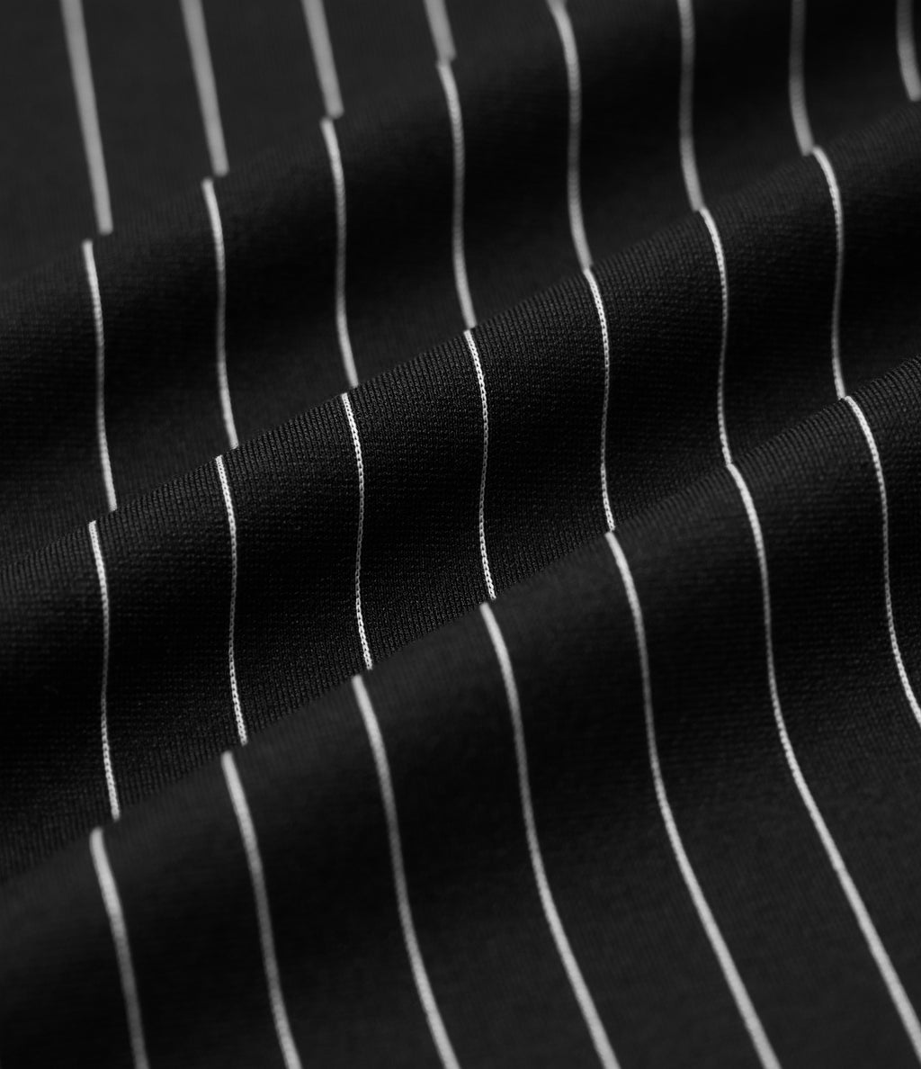 Short Sleeve Belted Stripe InstantCool Work Shirt Jumpsuit with Pockets-Edition — Black White Pinstripe — view 8