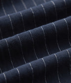 High Waisted Stripes Work Baggy Trousers with Pockets — Deep Blue Stripe — view 7