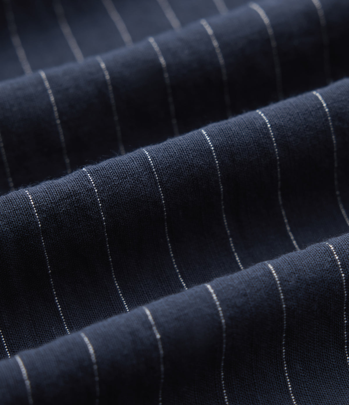 High Waisted Stripes Work Baggy Trousers with Pockets — Deep Blue Stripe — view 7