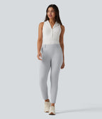 Mid Rise Quick Dry Golf Slim Trousers-Golf Tee Pocket-UPF40+ — Quiet Gray — view 7
