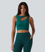 OneForm Seamless Flow Cut-Out Built-in Bra Yoga Tank Top — Storm — view 2