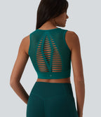 OneForm Seamless Flow Cut-Out Built-in Bra Yoga Tank Top — Storm — view 1