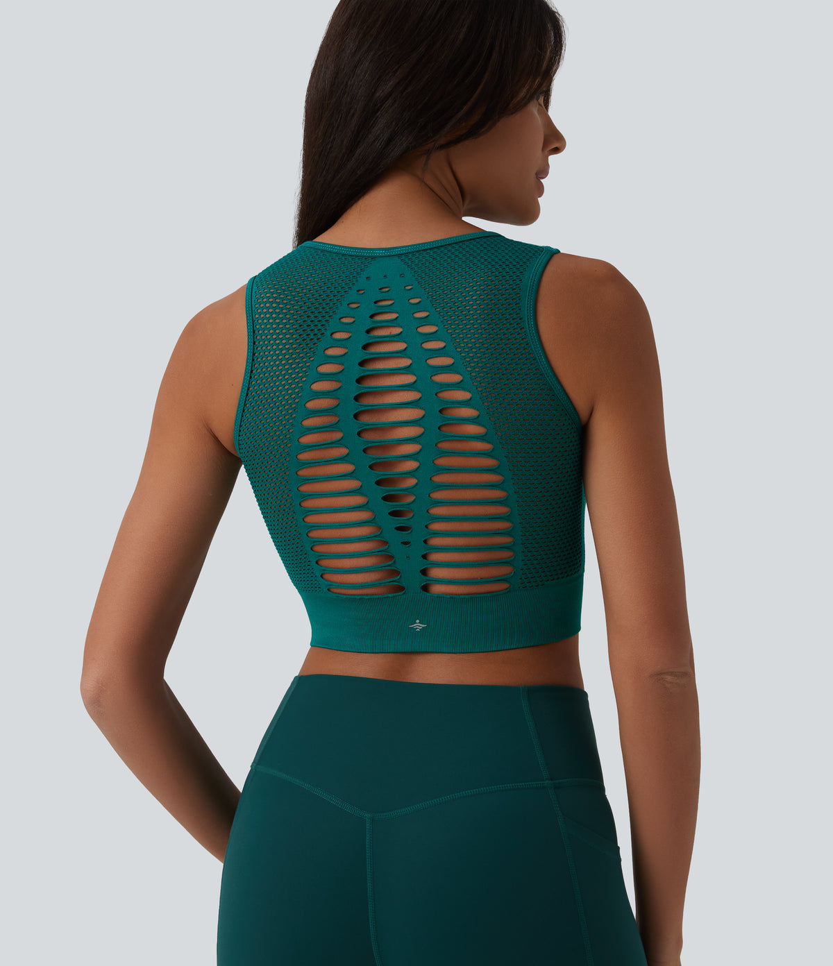 OneForm Seamless Flow Cut-Out Built-in Bra Yoga Tank Top — Storm — view 1