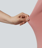 V-neck Long Sleeve Wrap Casual Top — Peach Blossom Pink — view 6