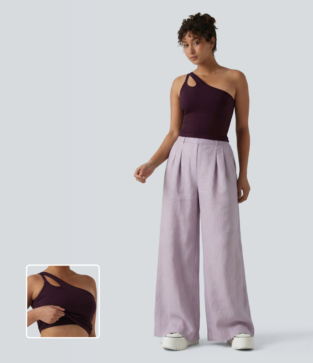 OneForm Seamless Flow One Shoulder Built-in Bra Yoga Tank Top — Fig — view 1