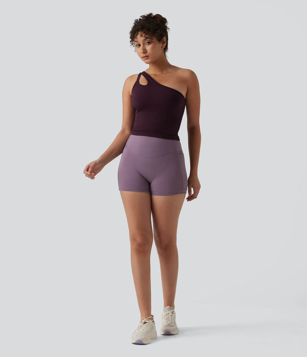 OneForm Seamless Flow One Shoulder Built-in Bra Yoga Tank Top — Fig — view 8