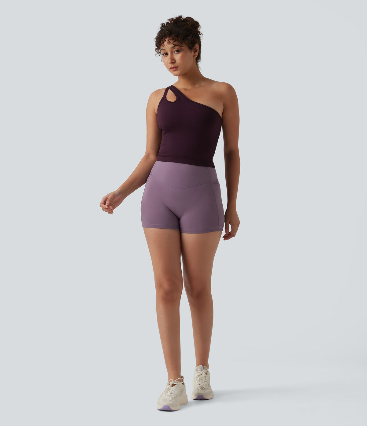 OneForm Seamless Flow One Shoulder Built-in Bra Yoga Tank Top — Fig — view 8