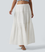 Mid Rise Flowy Maxi Skirt — White — view 1