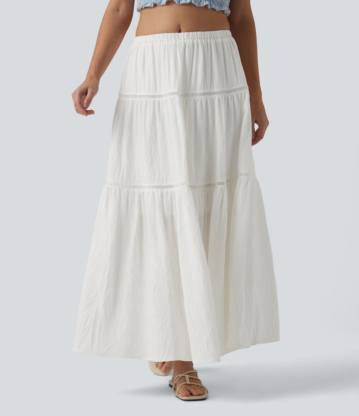 Mid Rise Flowy Maxi Skirt — White — view 1