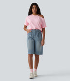 Round Neck Cut Out Half Sleeve Casual Cotton T-Shirt — Tender Touch — view 5