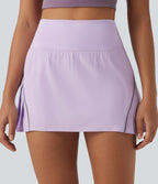 Reflective High Waisted Pleated 2-in-1 Quick Dry Mini Tennis Skirt with Pockets — Leisurely Lavender — view 8