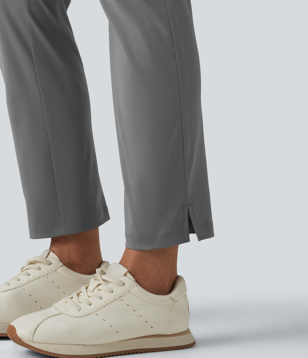 High Waisted Tapered Golf Trousers with Pockets — Mirage Gray — view 7