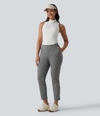 High Waisted Tapered Golf Trousers with Pockets — Mirage Gray — view 8