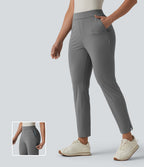 High Waisted Tapered Golf Trousers with Pockets — Mirage Gray — view 1